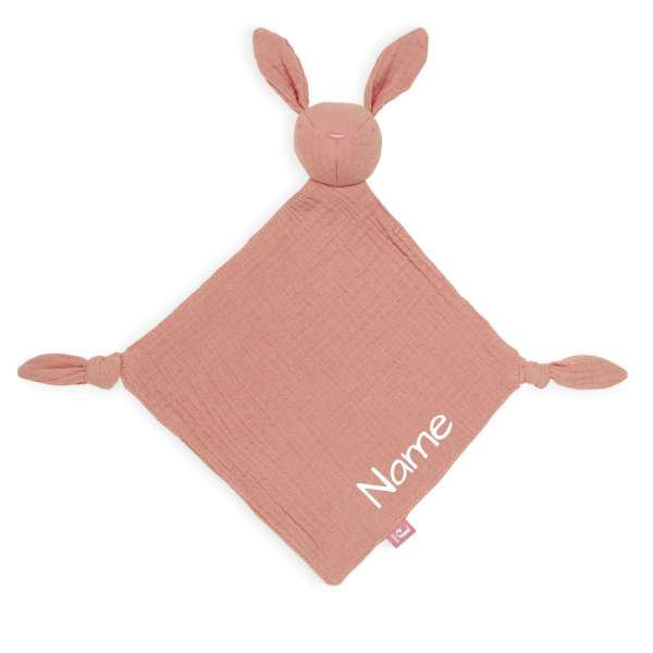 Schnuffeltuch Hase in rosa mit Namen | Jollein